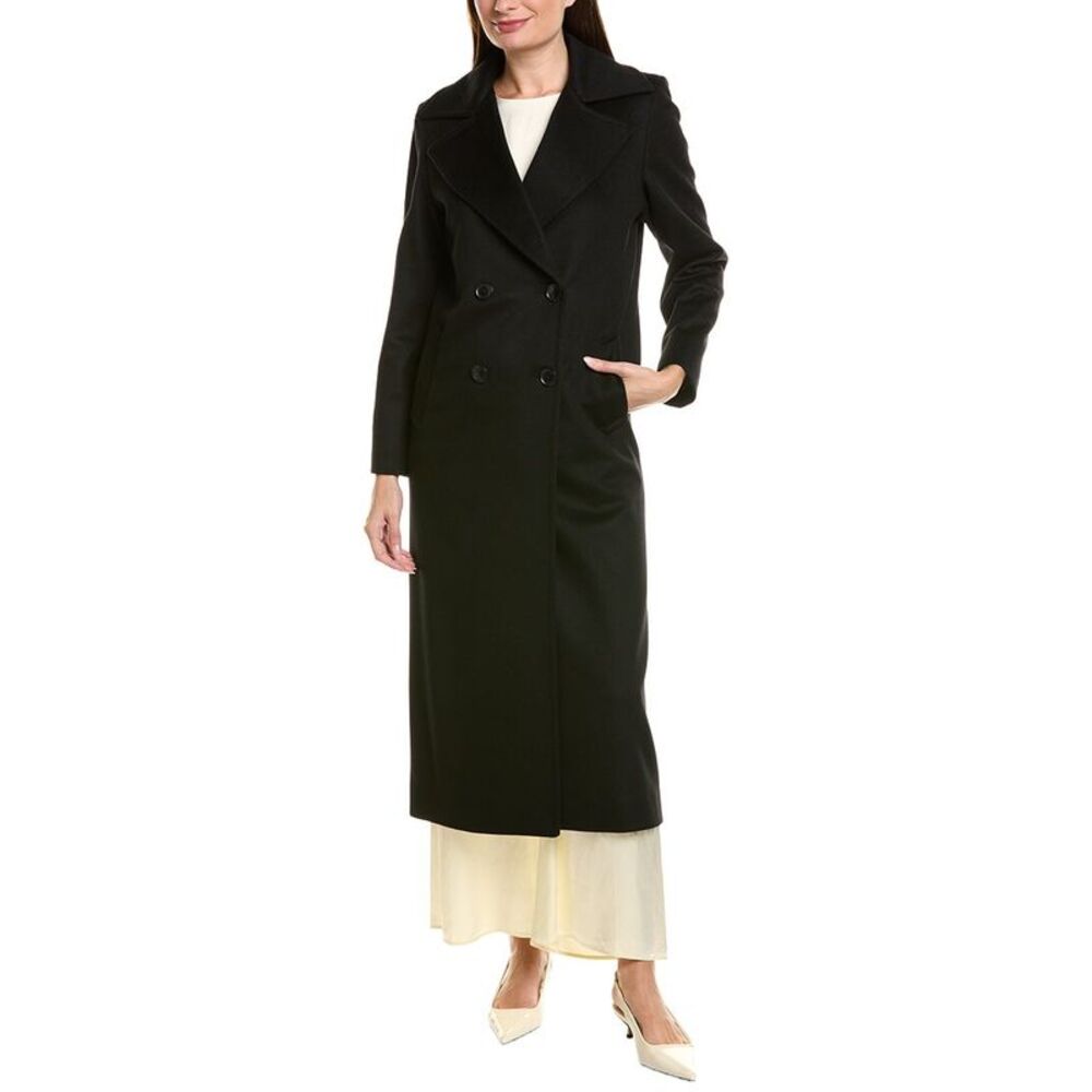 Sofia Cashmere Womens Sofiacashmere Wool & Cashmere-Blend Trench Coat, Black